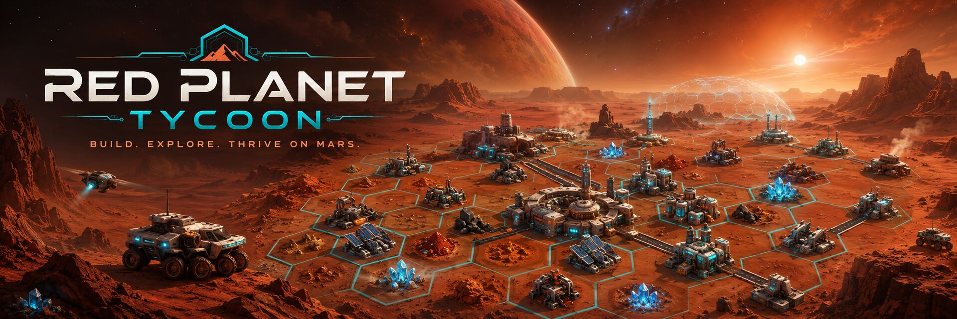 Red Planet Tycoon PWA release screenshot showing the Mars colony interface